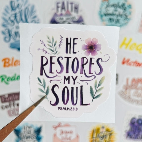 He Restores My Soul – Waterproof Sticker