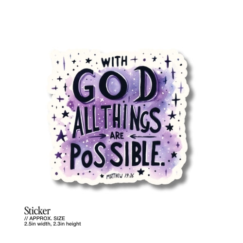 With God All Things Are Possible – Waterproof Sticker