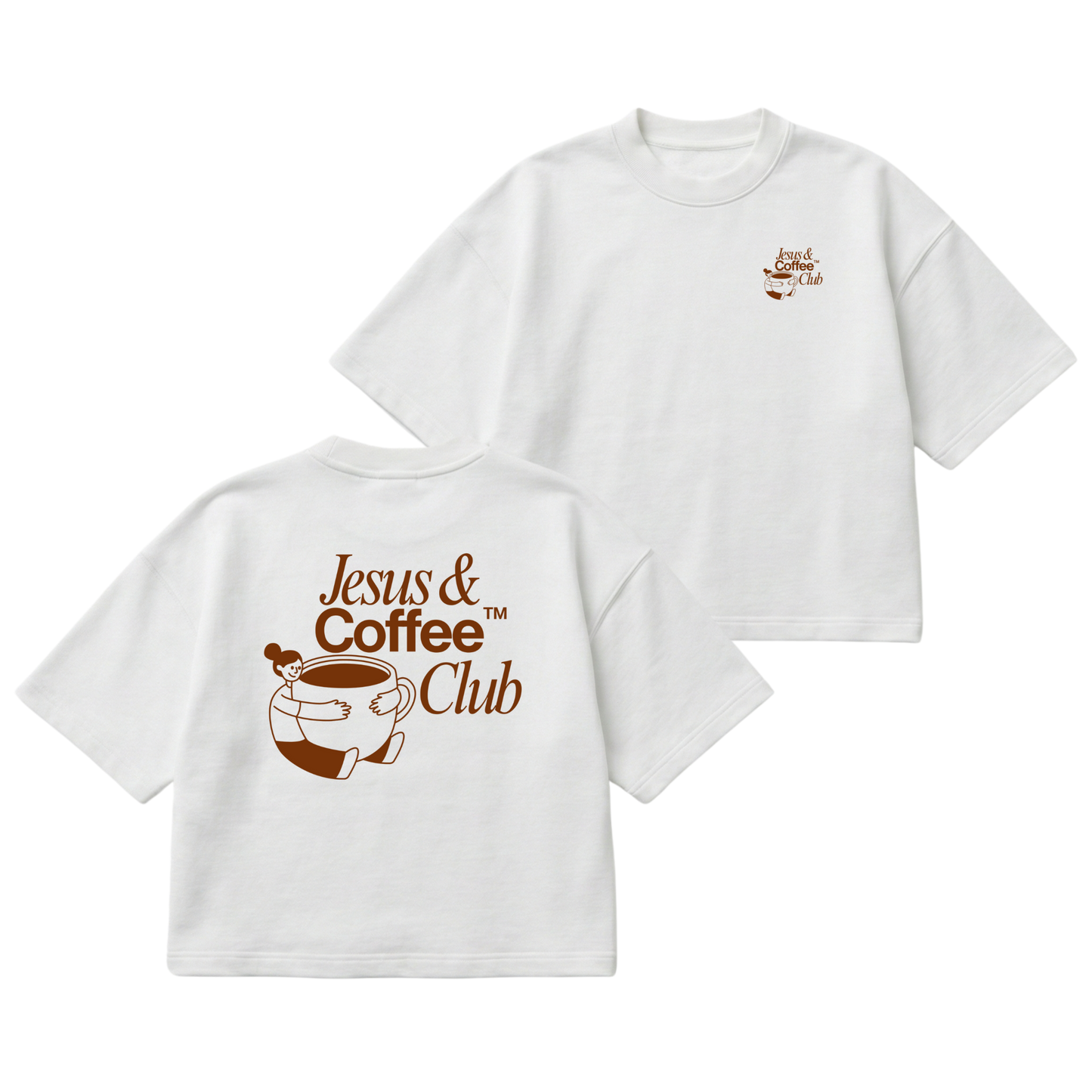 Jesus and Coffee Club – Boxy Cropped Shirt