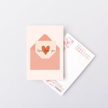 Jesus loves you - 4x6 Pink Postcard