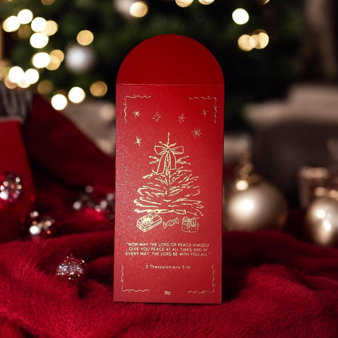 2 Thessalonians 3:16 - Red Christmas Money Envelope