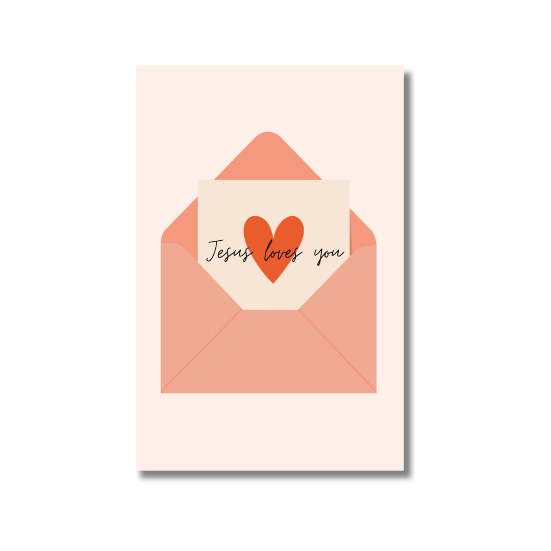 Jesus loves you - 4x6 Pink Postcard