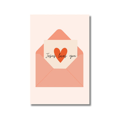 Jesus loves you - 4x6 Pink Postcard