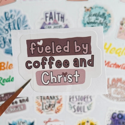 Fueled by Coffee and Christ – Waterproof Sticker