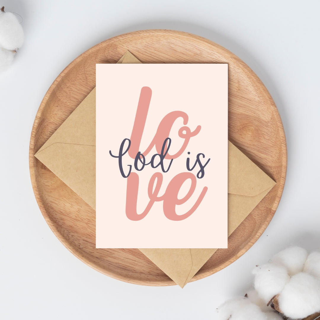 God Is Love - 4x6 Pink Postcard