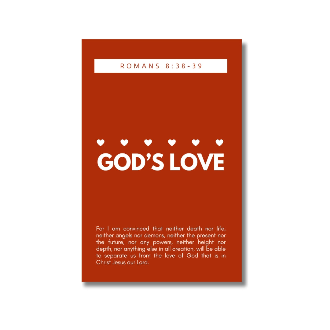 God's Love Romans 8:38-39 - 4x6 Red Postcard