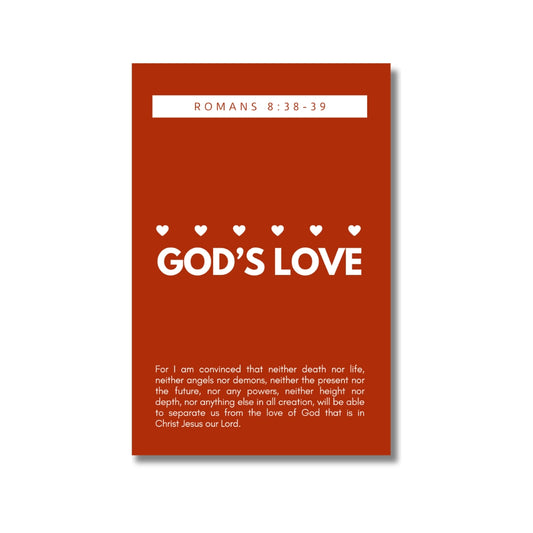 God's Love Romans 8:38-39 - 4x6 Red Postcard
