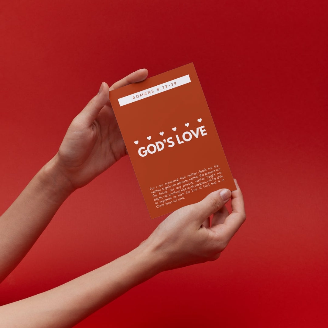 God's Love Romans 8:38-39 - 4x6 Red Postcard