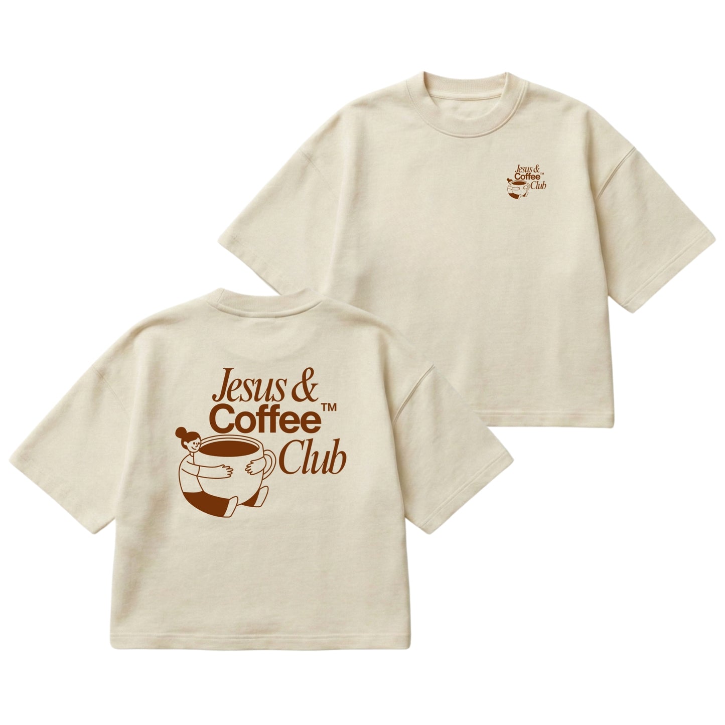 Jesus and Coffee Club – Boxy Cropped Shirt