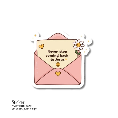Never Stop Coming Back To Jesus – Waterproof Sticker