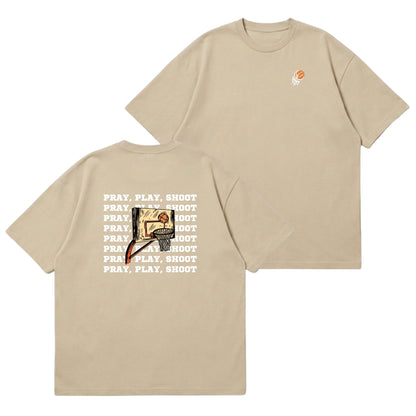 Pray, Play, Shoot – Premium Oversized T-Shirt