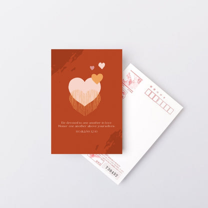 Romans 12:10 - 4x6 Red Postcard