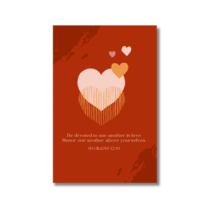 Romans 12:10 - 4x6 Red Postcard