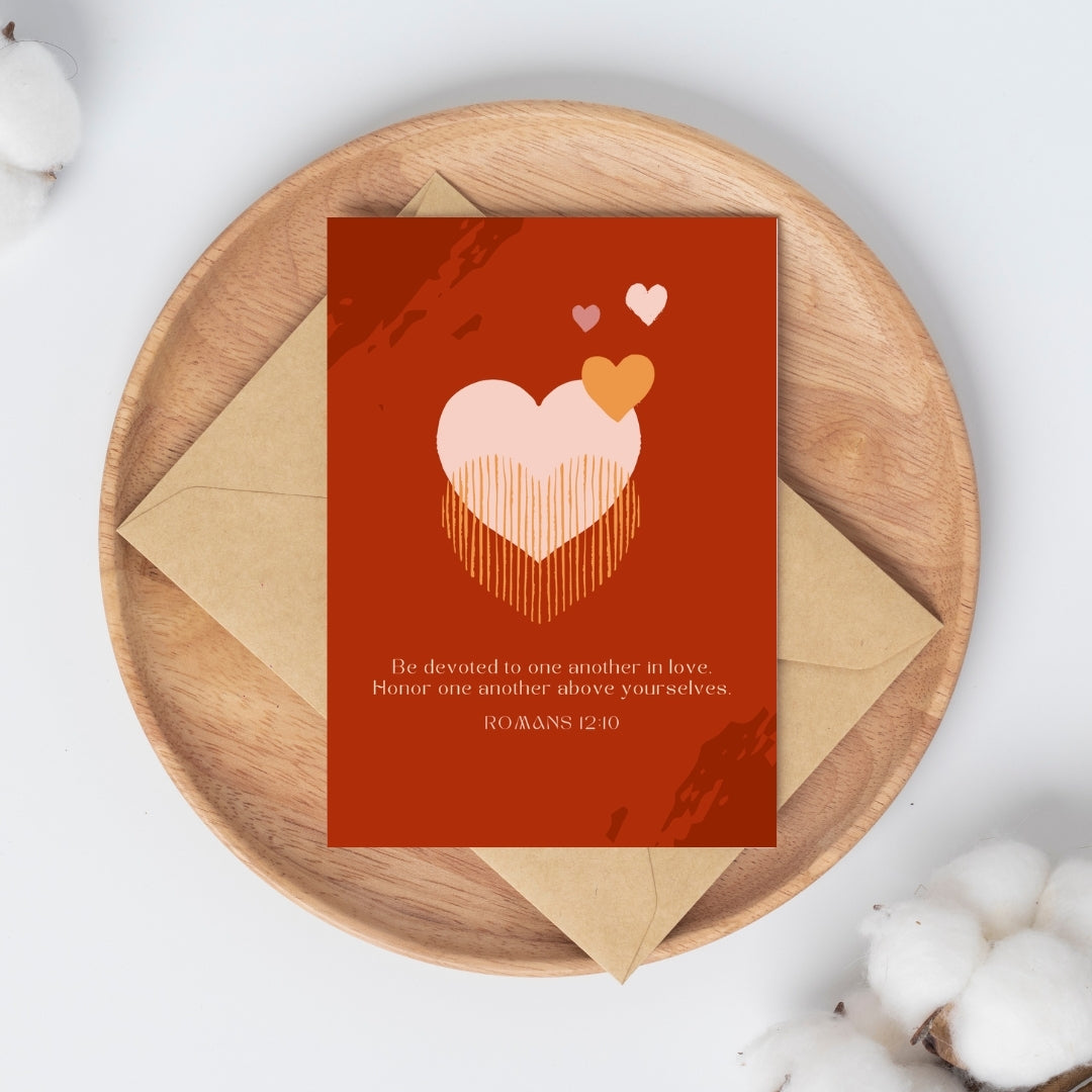 Romans 12:10 - 4x6 Red Postcard