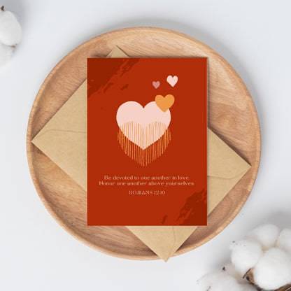 Romans 12:10 - 4x6 Red Postcard