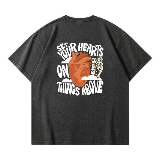 Set Your Hearts On Things Above – Vintage Washed T-Shirt
