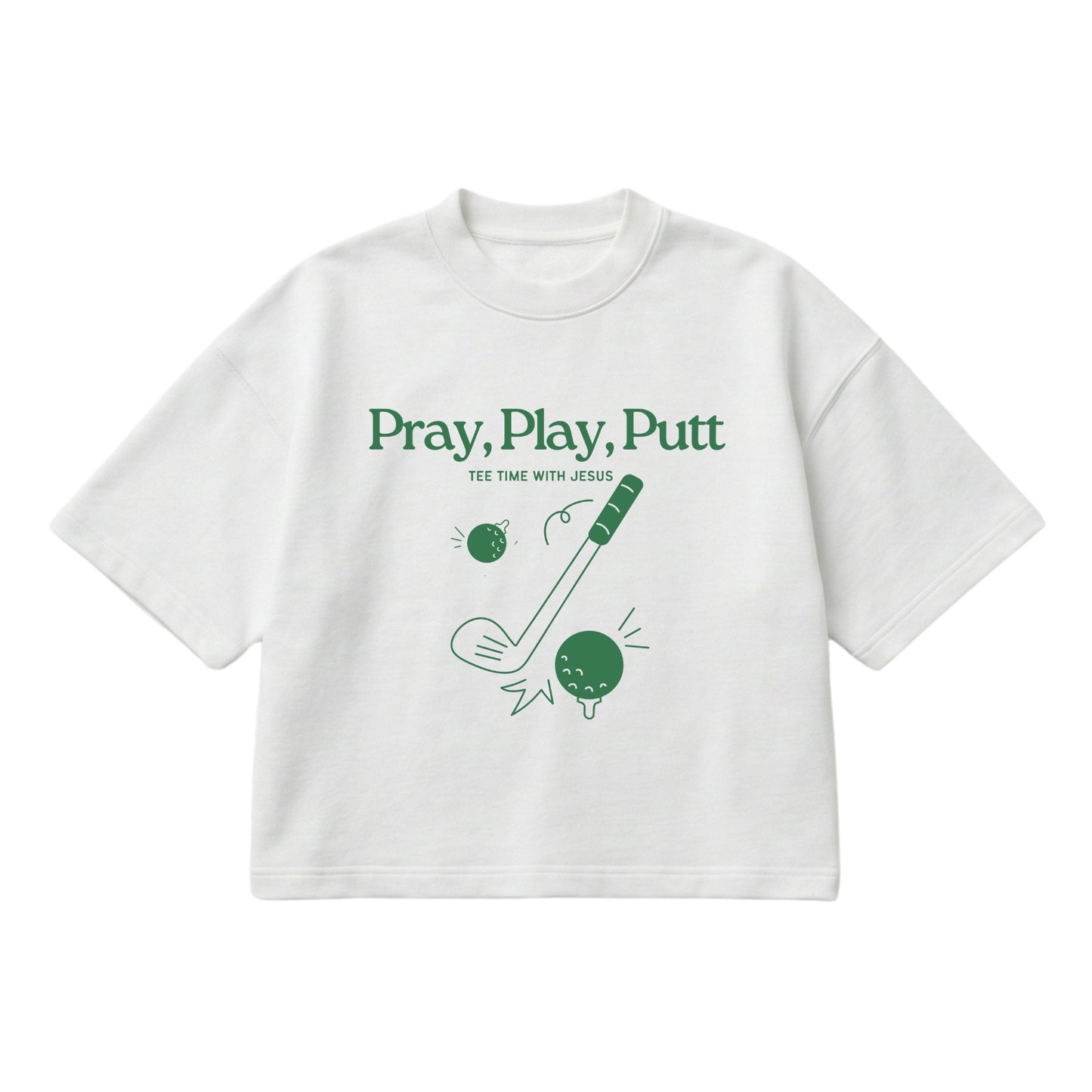Tee time with Jesus  – Boxy Cropped Shirt
