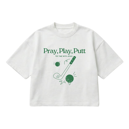 Tee time with Jesus  – Boxy Cropped Shirt