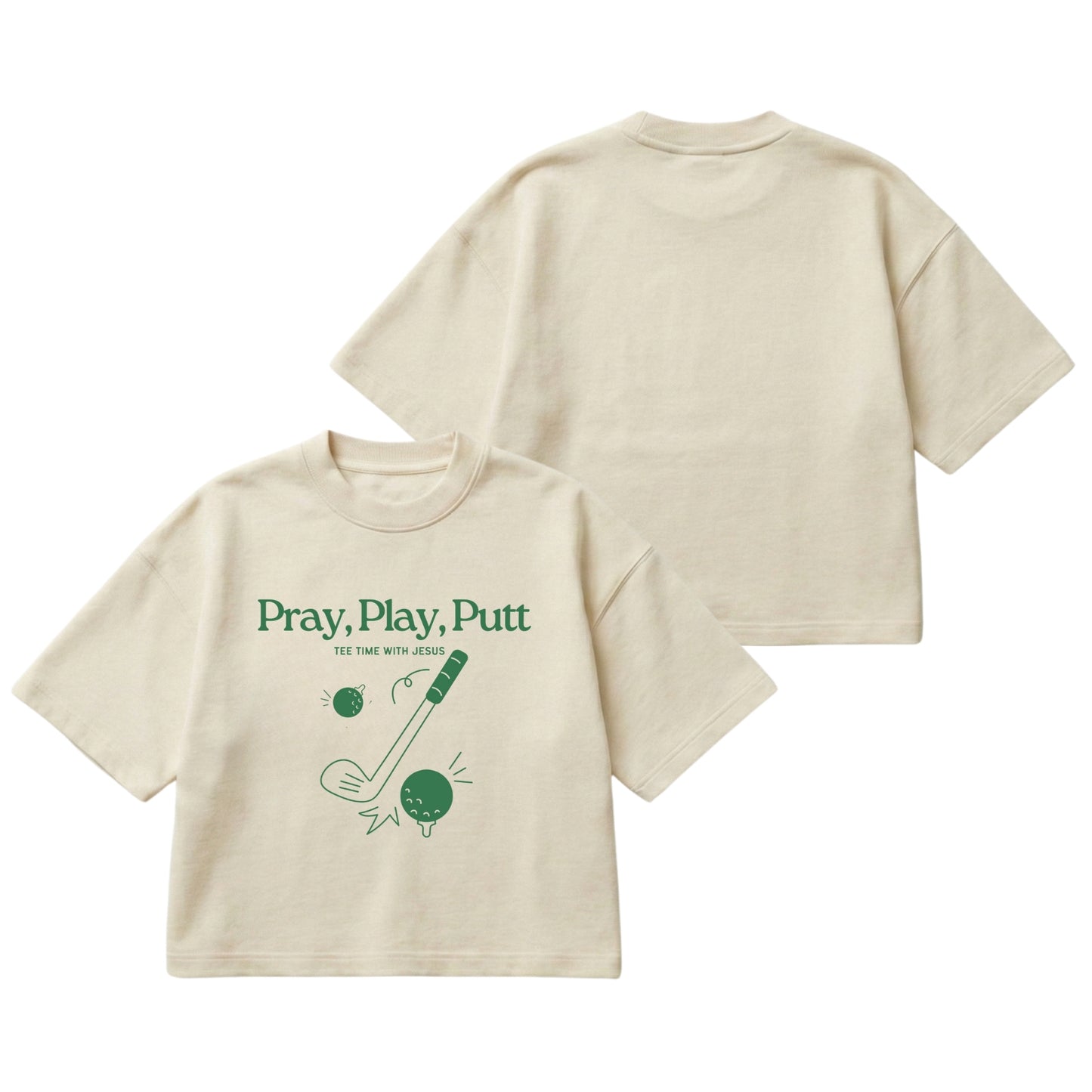 Tee time with Jesus  – Boxy Cropped Shirt