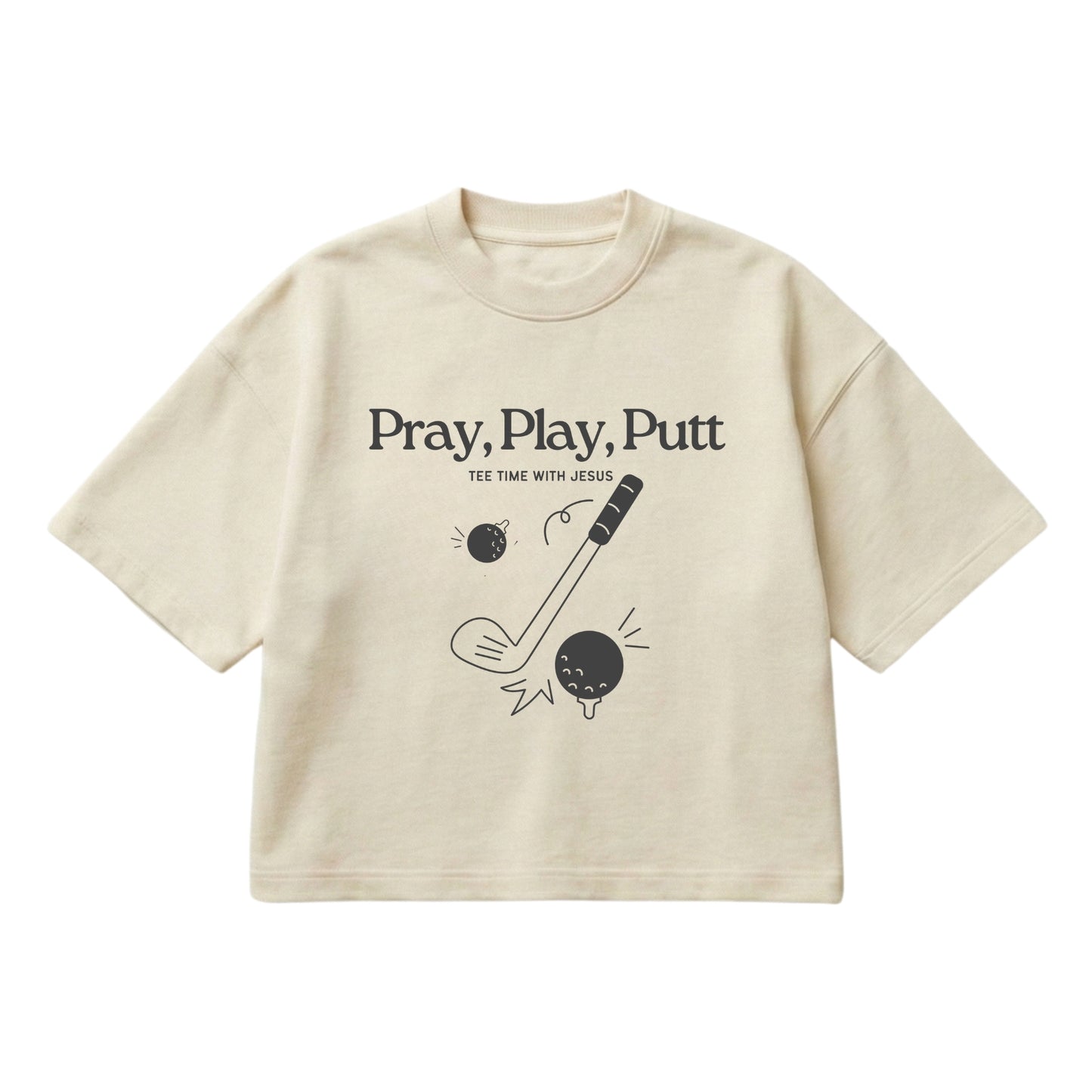 Tee time with Jesus  – Boxy Cropped Shirt