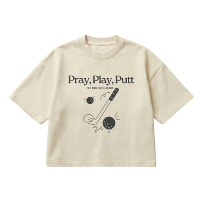 Tee time with Jesus  – Boxy Cropped Shirt