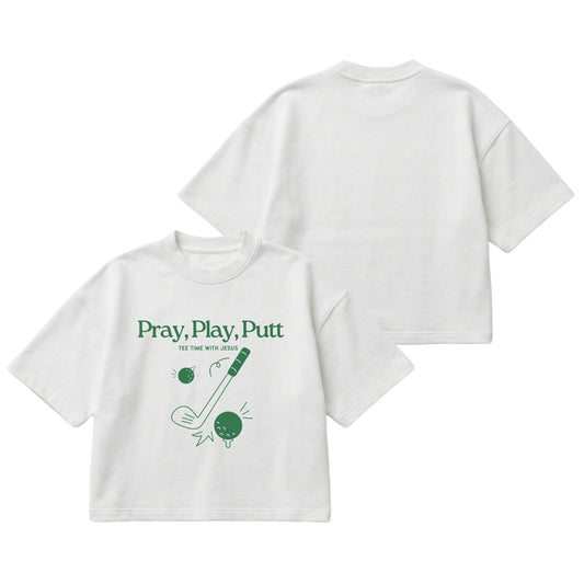 Tee time with Jesus  – Boxy Cropped Shirt
