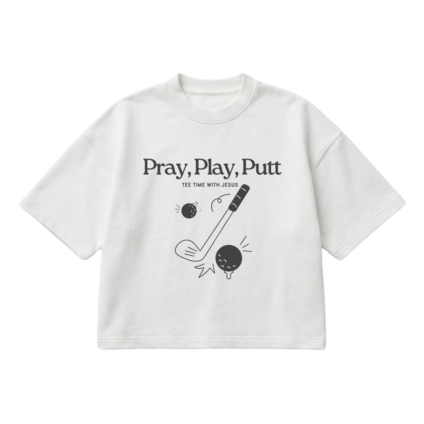 Tee time with Jesus  – Boxy Cropped Shirt