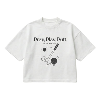 Tee time with Jesus  – Boxy Cropped Shirt