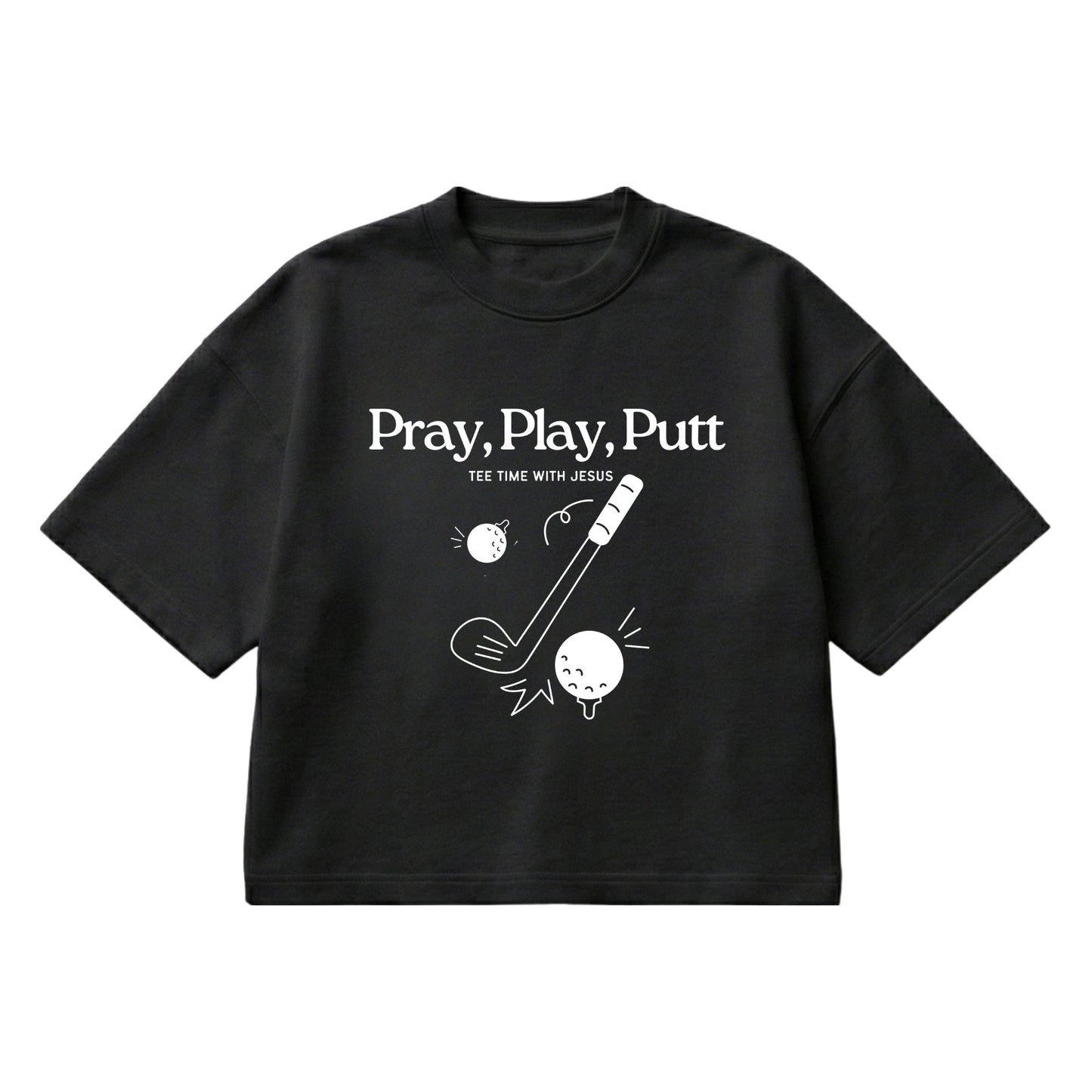 Tee time with Jesus  – Boxy Cropped Shirt