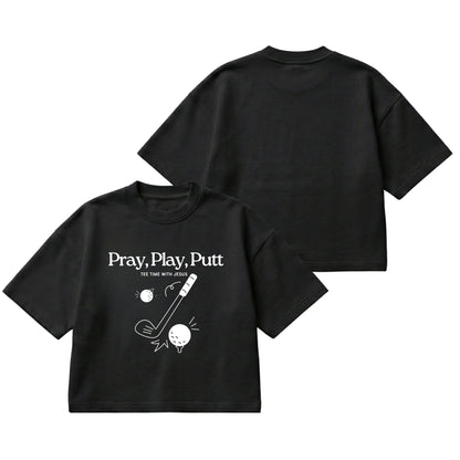 Tee time with Jesus  – Boxy Cropped Shirt