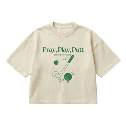 Tee time with Jesus  – Boxy Cropped Shirt