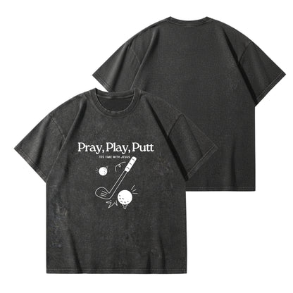 Tee time with Jesus  – Vintage Washed T-Shirt