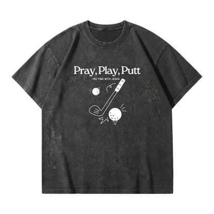 Tee time with Jesus  – Vintage Washed T-Shirt